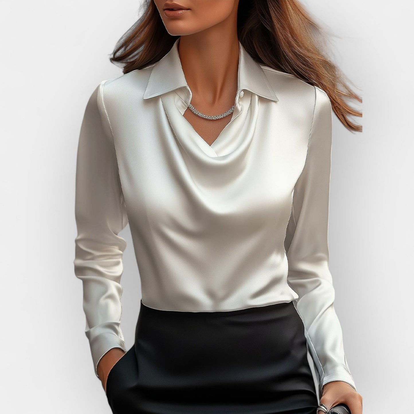 Elegante Damen Bluse mit Wasserfallkragen | Stilvoll | Zeitlos | Business & Abendmode