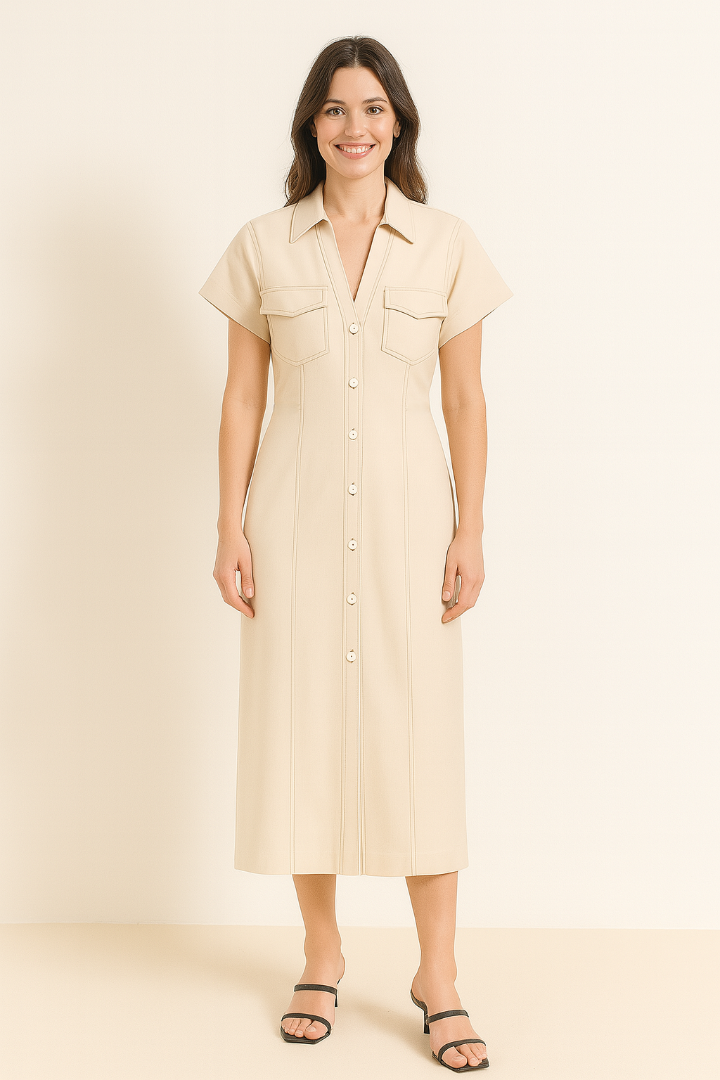 Livia Damen Midi-Hemdkleid - Retro Chic, Perfekt für Jeden Anlass