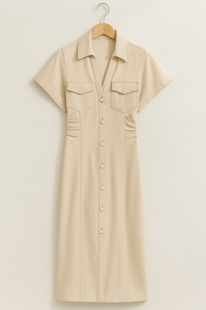 Livia Damen Midi-Hemdkleid - Retro Chic, Perfekt für Jeden Anlass