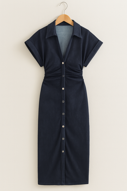 Livia Damen Midi-Hemdkleid - Retro Chic, Perfekt für Jeden Anlass