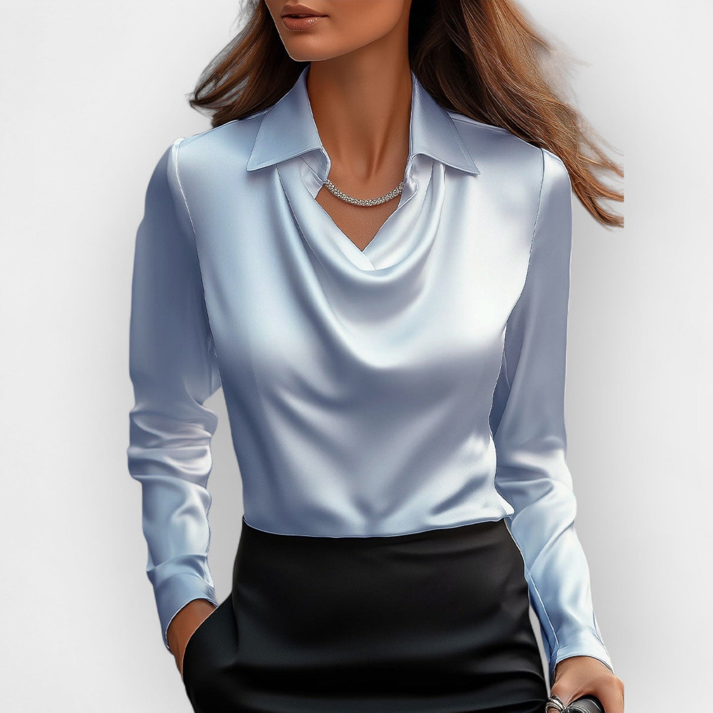 Elegante Damen Bluse mit Wasserfallkragen | Stilvoll | Zeitlos | Business & Abendmode