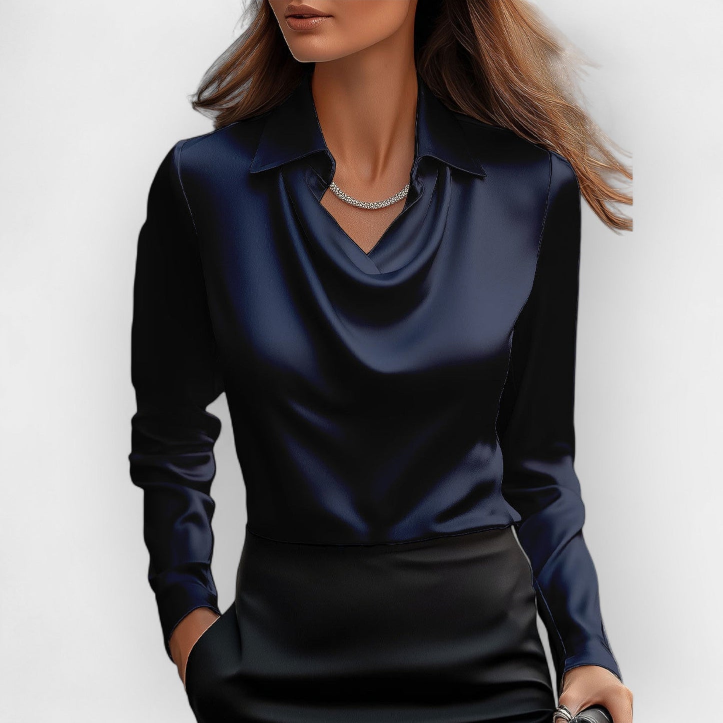 Elegante Damen Bluse mit Wasserfallkragen | Stilvoll | Zeitlos | Business & Abendmode