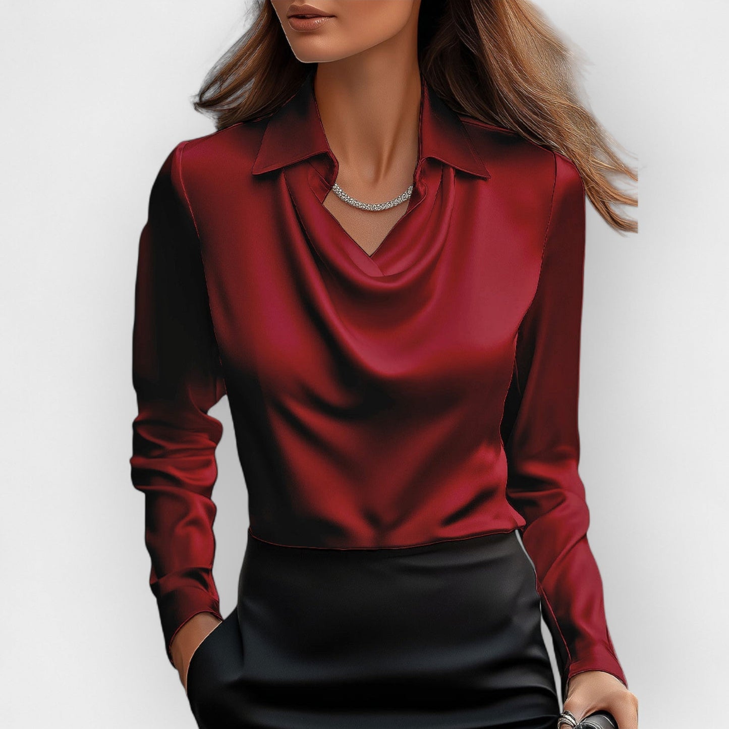 Elegante Damen Bluse mit Wasserfallkragen | Stilvoll | Zeitlos | Business & Abendmode